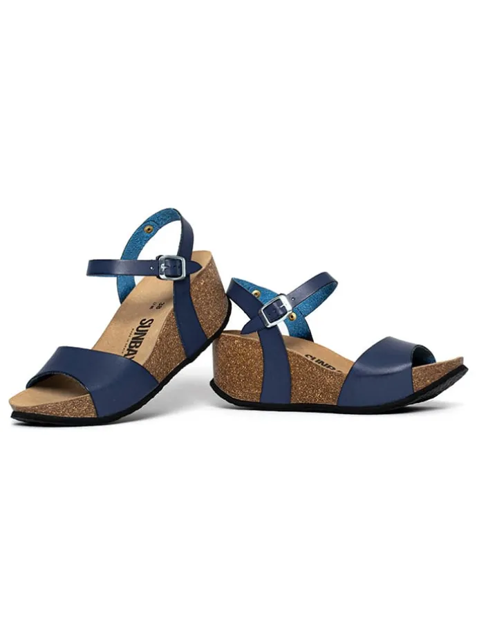 Leren sleehaksandalen "Mateo" donkerblauw