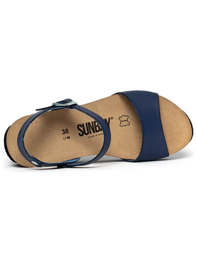 Leren sleehaksandalen "Mateo" donkerblauw