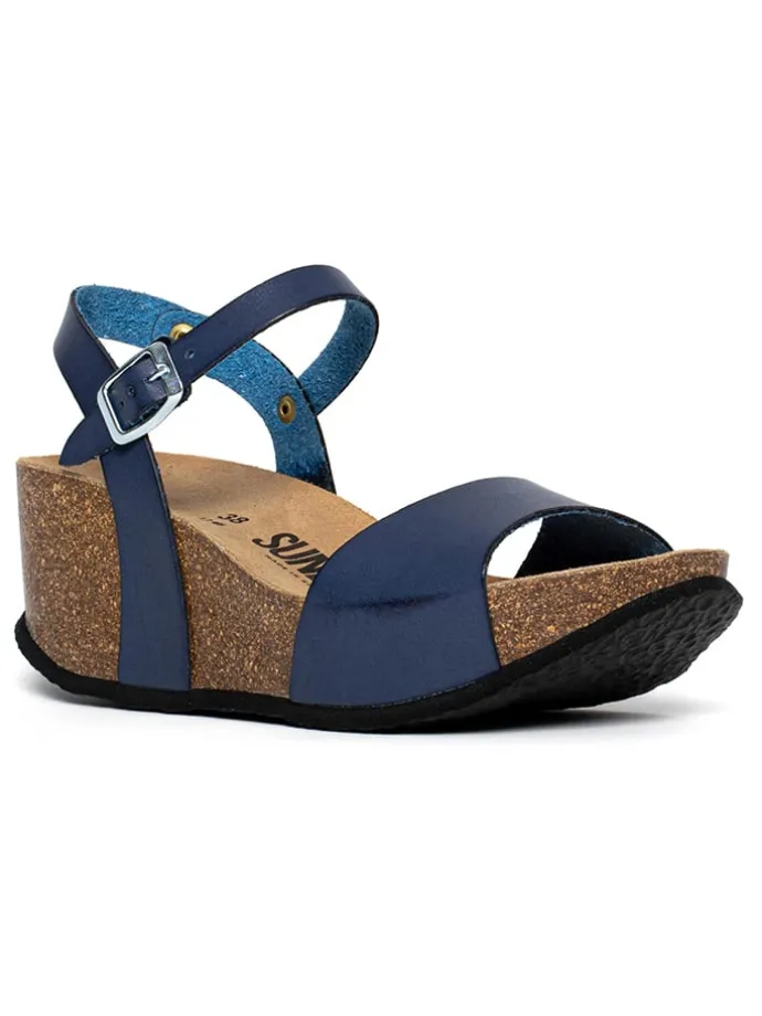 Leren sleehaksandalen "Mateo" donkerblauw