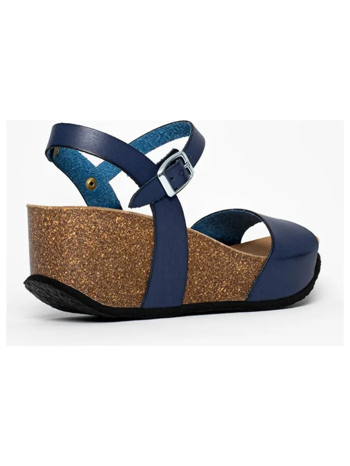 Leren sleehaksandalen "Mateo" donkerblauw