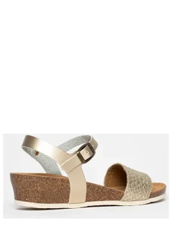 Leren sleehaksandalen "Rita" goudkleurig
