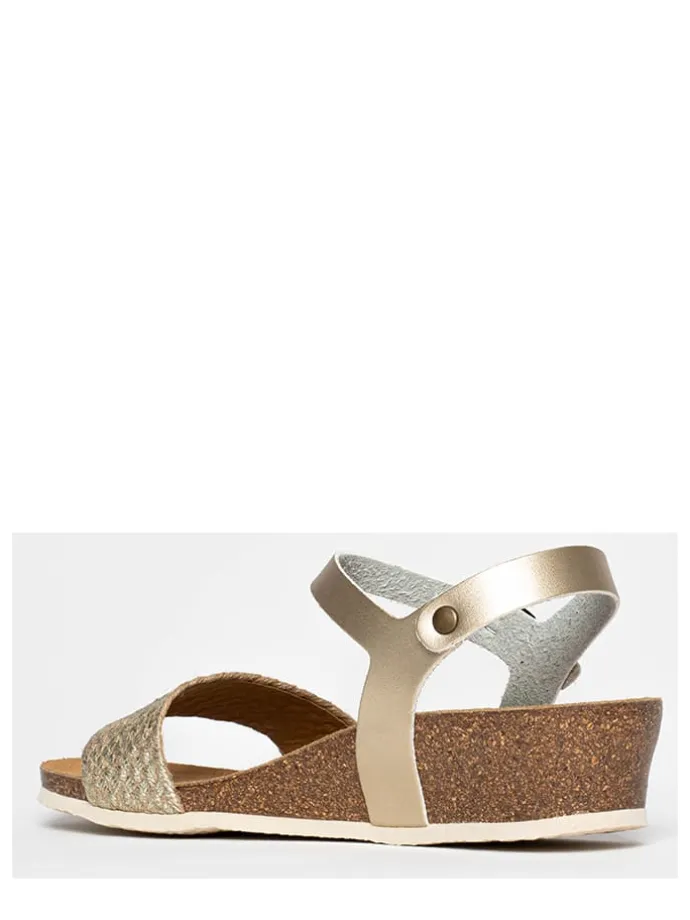Leren sleehaksandalen "Rita" goudkleurig