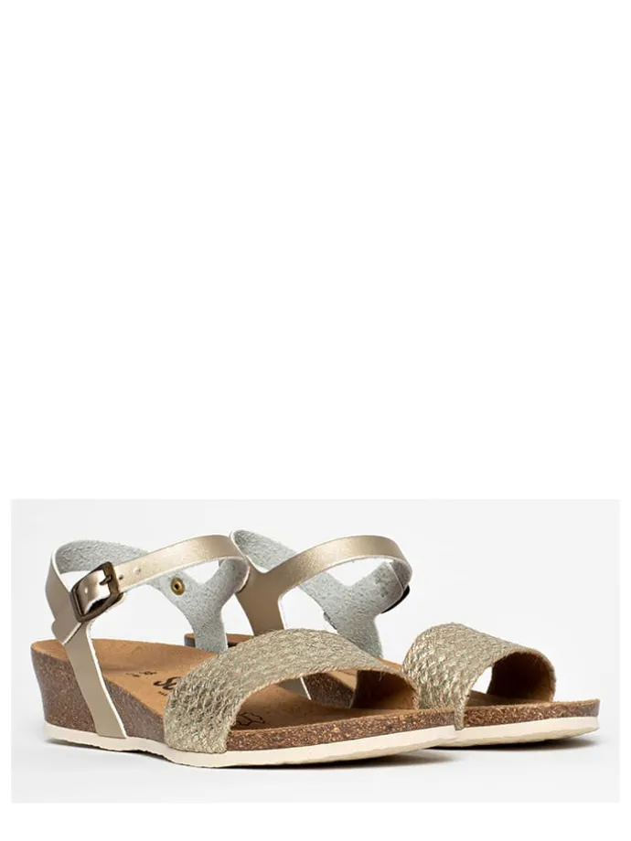 Leren sleehaksandalen "Rita" goudkleurig