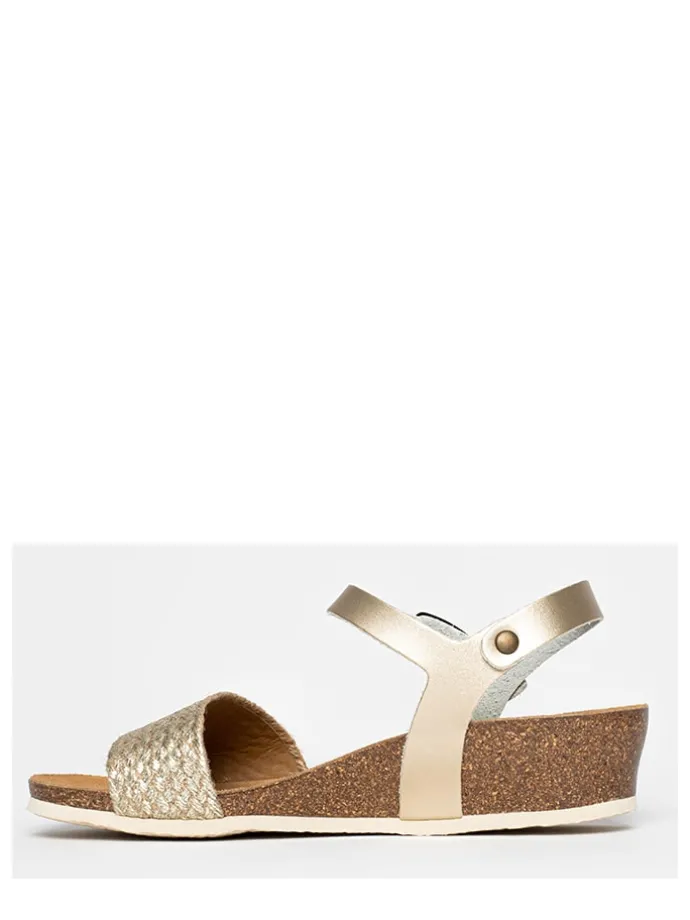 Leren sleehaksandalen "Rita" goudkleurig