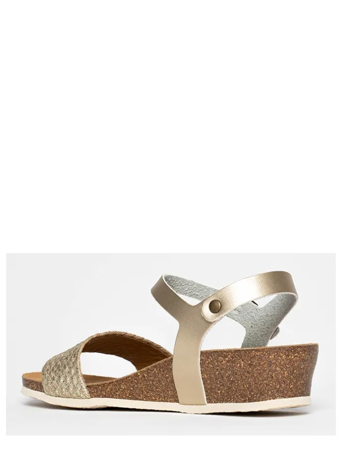 Leren sleehaksandalen "Rita" goudkleurig