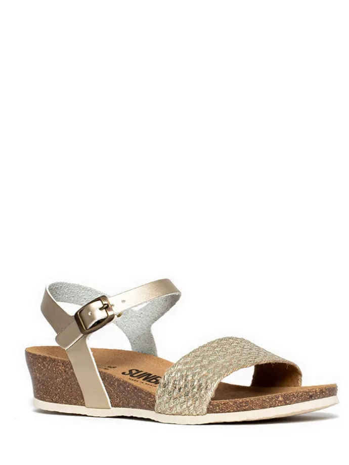 Leren sleehaksandalen "Rita" goudkleurig