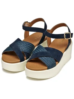 Leren sleehaksandalen "Xand" donkerblauw