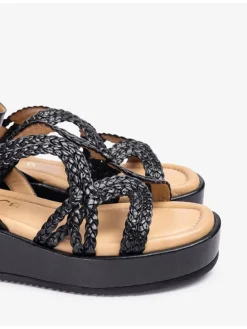 Leren sleehaksandalen zwart