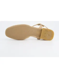 Leren slingballerina's beige