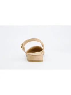 Leren slingballerina's beige