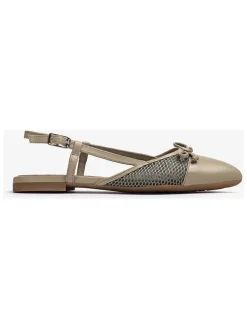 Leren slingballerina's beige