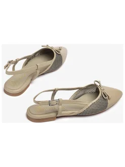 Leren slingballerina's beige