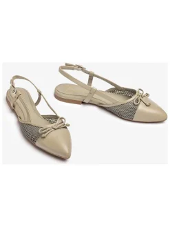 Leren slingballerina's beige