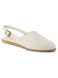 Leren slingballerina's crème