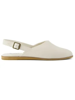 Leren slingballerina's crème