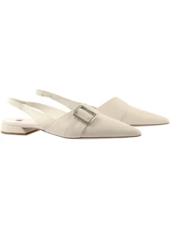 Leren slingballerina's "Cynthia" crème