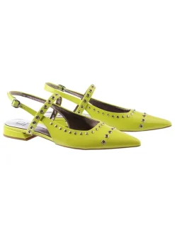 Leren slingballerina's "Faye" groen