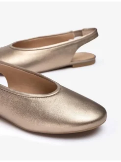 Leren slingballerina's goudkleurig