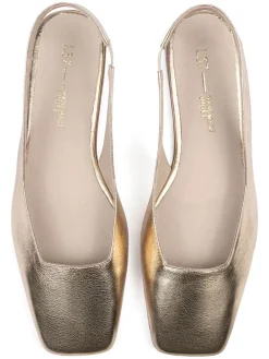 Leren slingballerina's goudkleurig