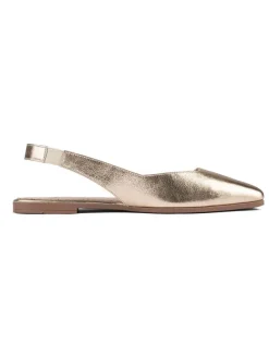 Leren slingballerina's goudkleurig
