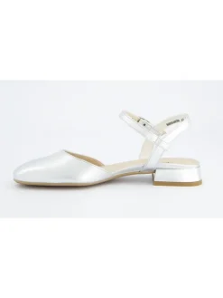 Leren slingballerina's zilverkleurig