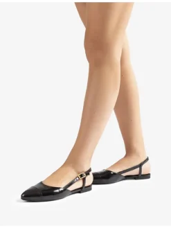 Leren slingballerina's zwart