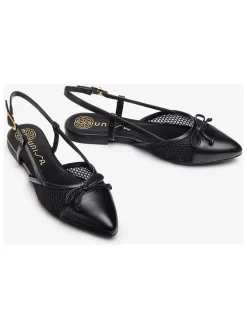 Leren slingballerina's zwart
