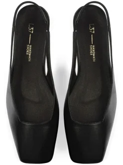 Leren slingballerina's zwart