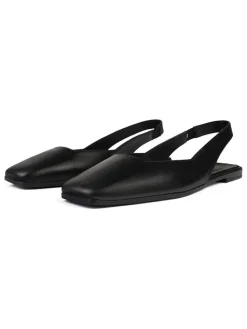 Leren slingballerina's zwart