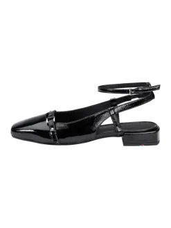 Leren slingballerina's zwart