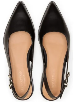 Leren slingballerina's zwart