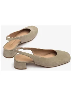 Leren slingpumps beige