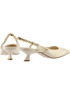 Leren slingpumps crème