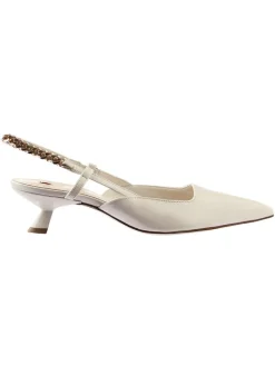 Leren slingpumps crème