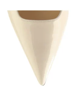 Leren slingpumps crème
