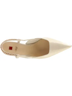 Leren slingpumps crème