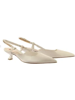 Leren slingpumps crème