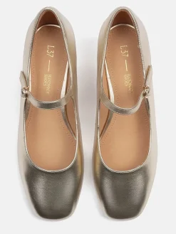 Leren slingpumps 
