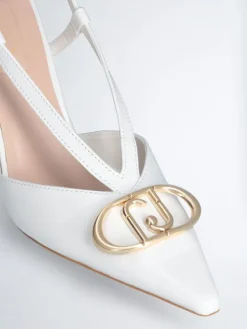 Leren slingpumps wit