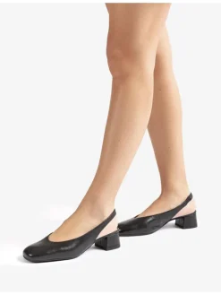 Leren slingpumps zwart