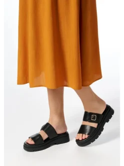Leren slippers "Adacter" zwart