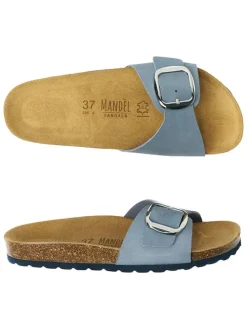 Leren slippers "Agata" lichtblauw