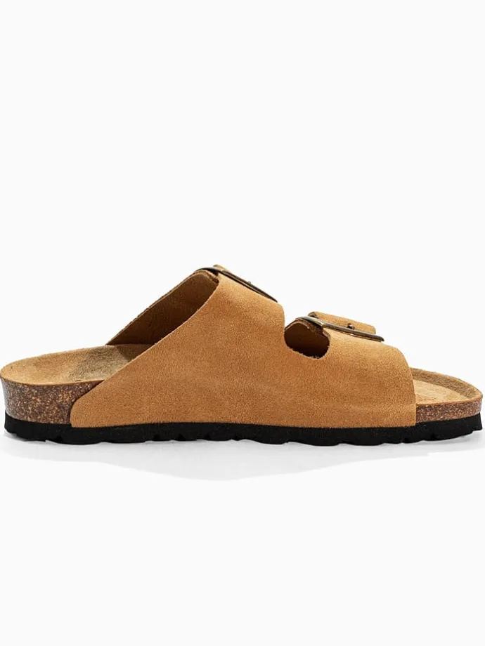 Leren slippers "Alicante" camel