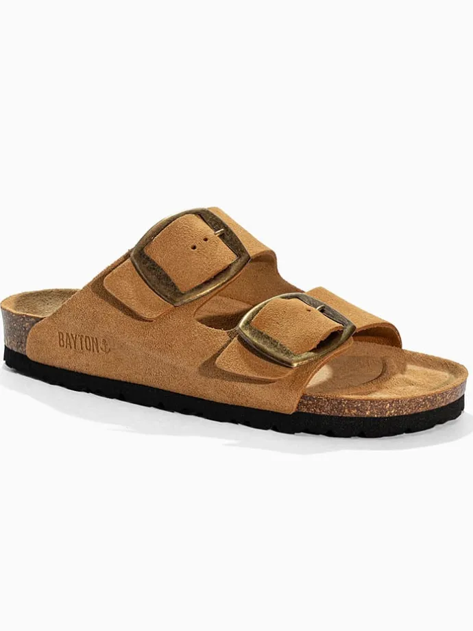 Leren slippers "Alicante" camel