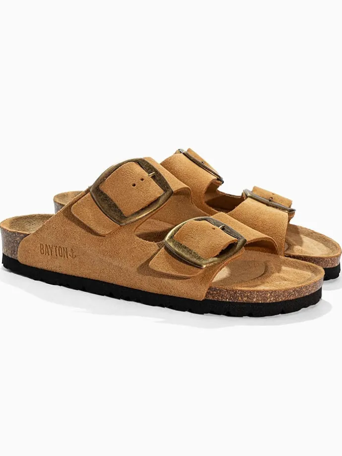 Leren slippers "Alicante" camel