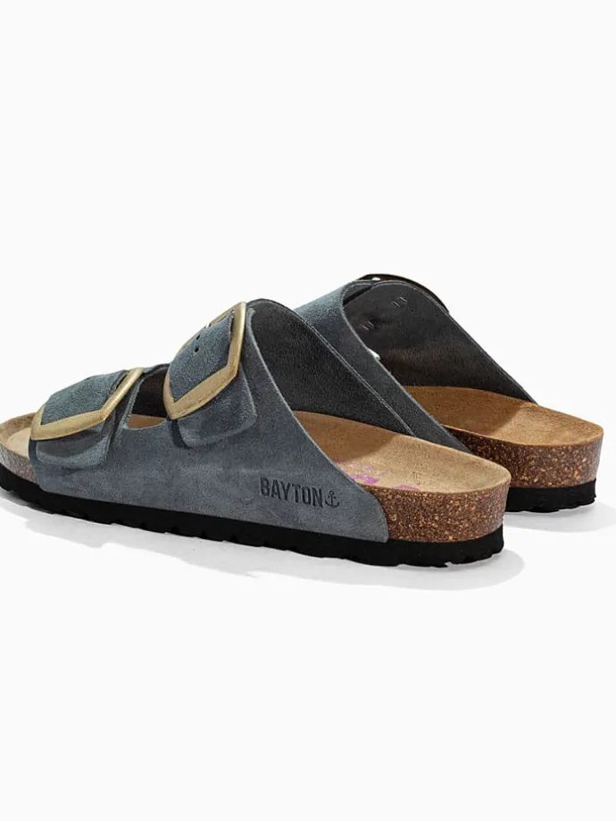 Leren slippers "Alicante" grijs