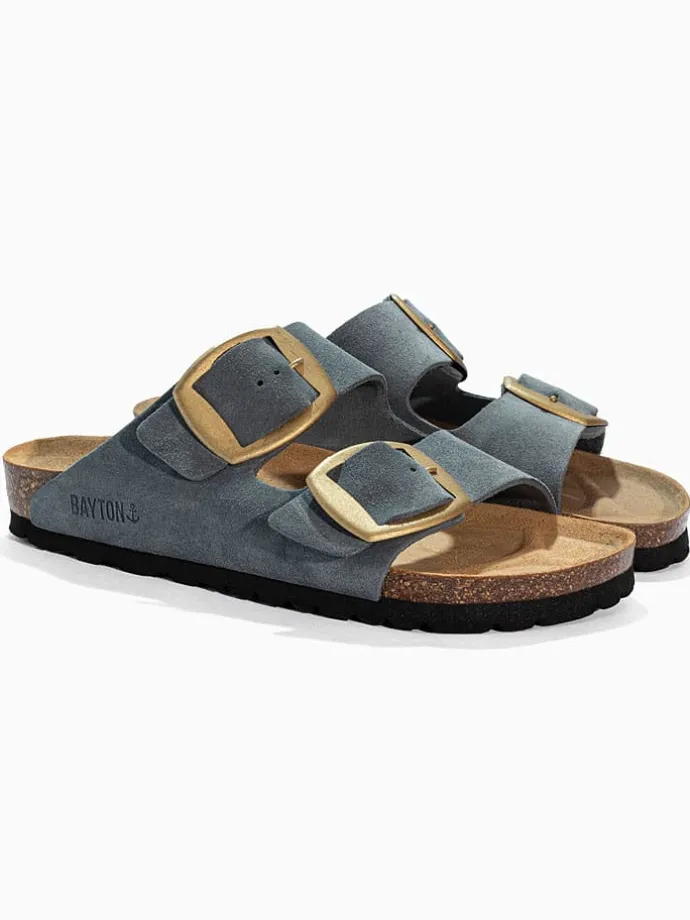 Leren slippers "Alicante" grijs