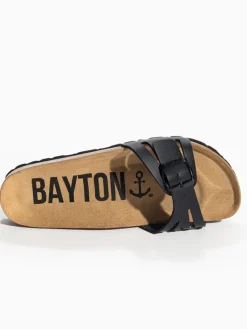 Leren slippers "Athena" zwart