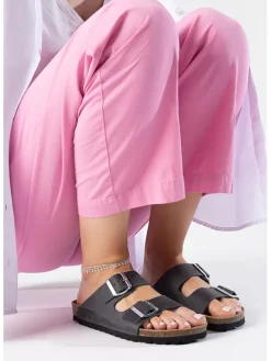 Leren slippers "Atlas" antraciet