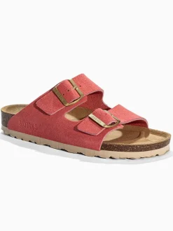 Leren slippers "Atlas" koraalrood